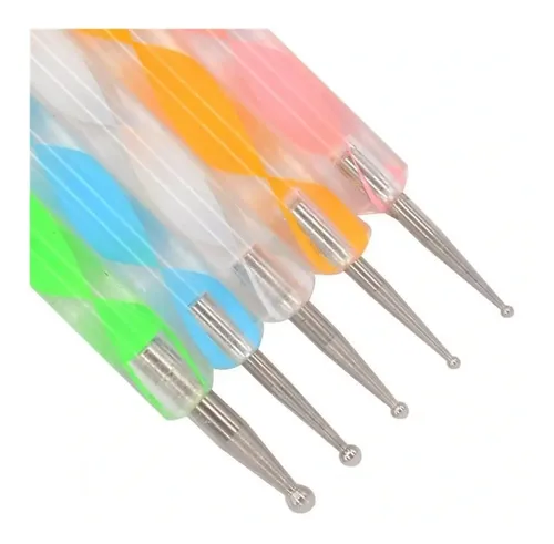 Kit De 5 Pinceles Dotting Pen Doble Punta Decoración Uñas
