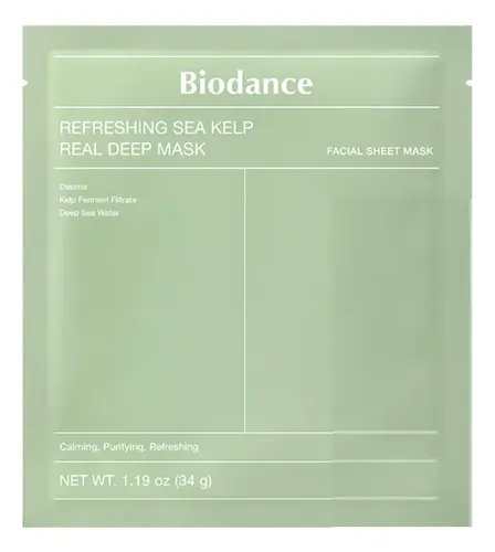 Mascarilla Facial Biodance Refreshing Sea Kelp Real Deep Mask de Hidrogel para Piel Sensible