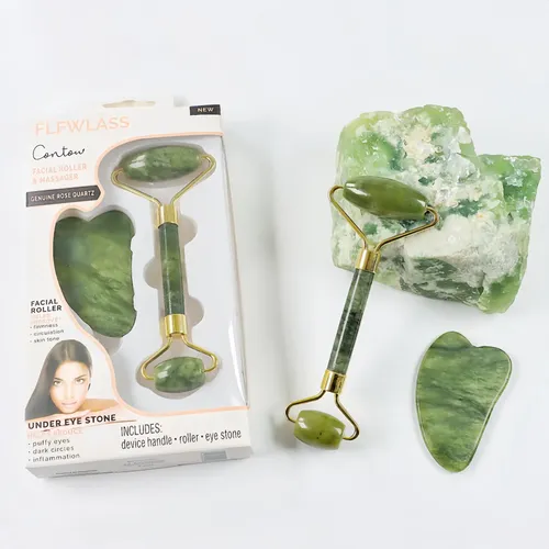 Jade Roller Masajeador Facial Y Piedra Gua Sha Skin Care