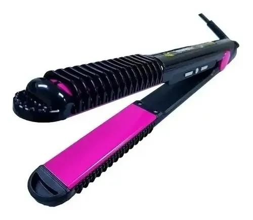 Planchita De Pelo 2en1 Rizador Regulador Temperatura Digital Color Negro