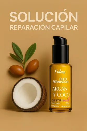 Oleo Serum Reparador Argan Y Coco Frilayp X50cc – Nutre Hidrata Revitaliza Suaviza – Ideal Uso Profesional Peluqueria Estetica Salon Barberia – Aporta Brillo Y Reconstruye Fibra Capilar