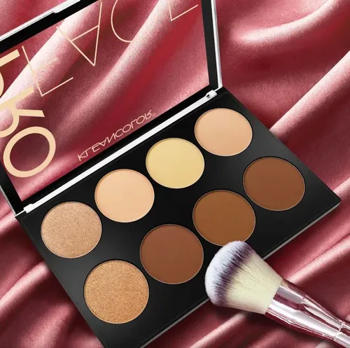 Paleta Iluminador Contorno Polvo KleanColor Pro Face 8 Tonos Vegan