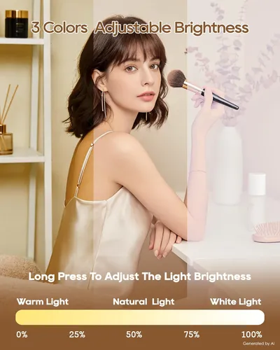 Espejo De Maquillaje Con Luz Led Trifold 3 Colores 30.5cm