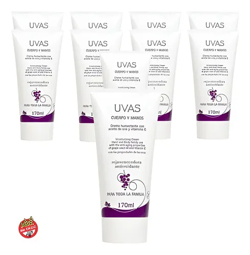Crema Para Cuerpo Y Manos (170ml) X 10 Unid. Uvas Cosméticos