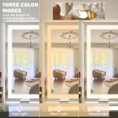 Espejo De Vanidad Con Luz Led Rolove 96x71cm Blanco
