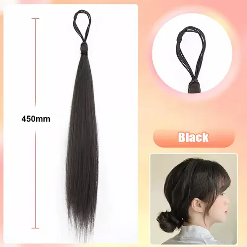 Paquete De Cabello Negro Con Extensión De Cola De Caballo, L