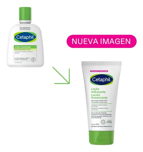 Cetaphil Loción Humectante Facial y Corporal 236 ml. Hidratación 48h con Niacinamida, Vitamina E y Aceite de Aguacate.