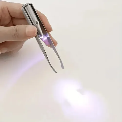 Pinzas Para Cejas Con Luz Led De Acero Inoxidable Precisión