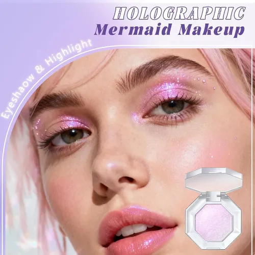 Paleta De Sombras Glitter Sirena Rosa Duocromática Y