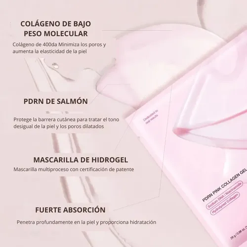 Mascarilla Pdrn Pink Colágeno Gel X 4 Unidades