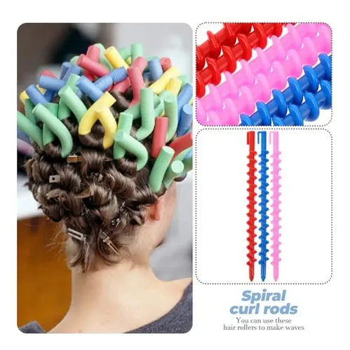 Rulos En Espiral Para Cabello Corto, 20 Unidades, Rizos Ajus