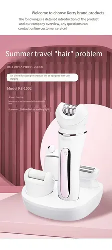 Y 5 En 1 Depiladora Eléctrica Multifuncional Usb Rosa