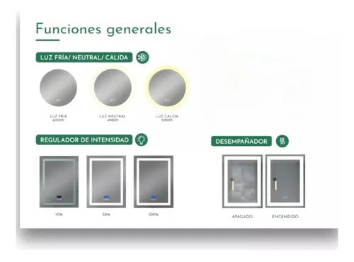 Espejo Inteligente Luz Led Desempaña Baño Reversible 60×80