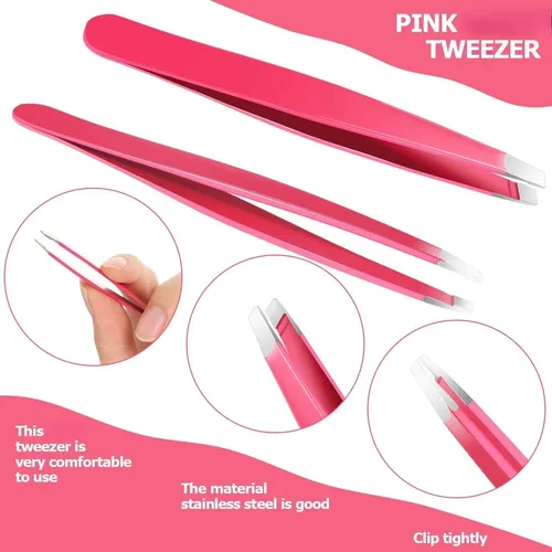 Set De 12 Pinzas Para Cejas Y Vello Facial Acero Inoxidable