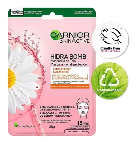 Mascarilla Calmante En Tela Hidra Bomb Garnier Skin Active 1 Tipo de piel Sensible