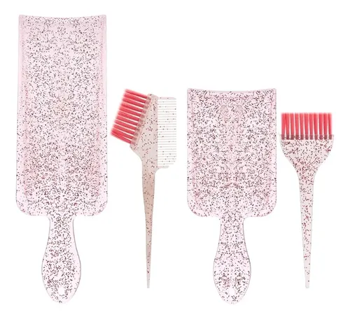 Pincel Rosa Para Teñir El Cabello Con Forma De Peine Con Res