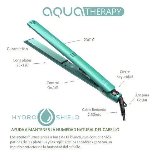 Planchita de pelo GA.MA Italy Elegance aqua APP2205 celeste