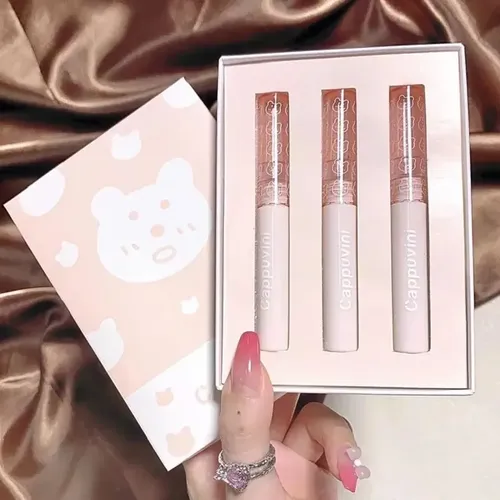 Set X3 Labiales Con Cajita Lip Bear Tint Juice Cappuvini Color Set a