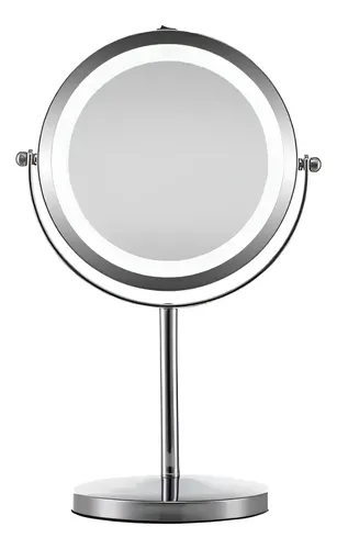 Espejo Aumento 10x Luz Led Mesada Reversible Baño Maquillaje