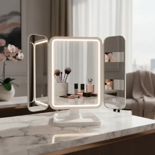 Espejo Maquillaje 3 Modos D Luz Aumento 1x/2x/3x Recargable