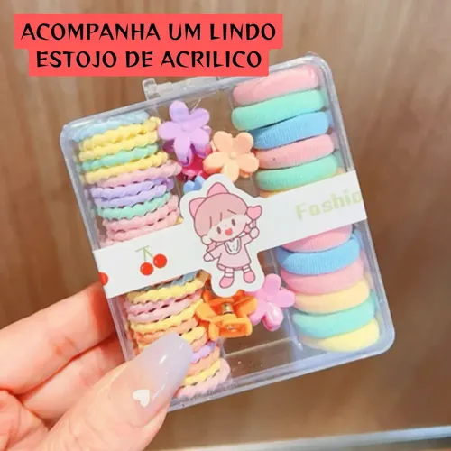 Kit De Ligas Y Broches Para Niñas Con Estuche