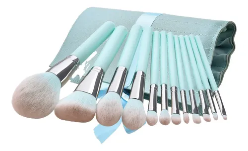 Set 12 Brochas De Maquillaje Con Estuche Azul