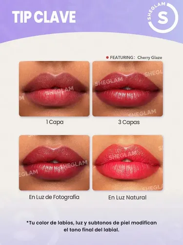Dúo Lápiz Labial y Delineador Sheglam Glam 101 en Cherry Glaze, Larga Duración