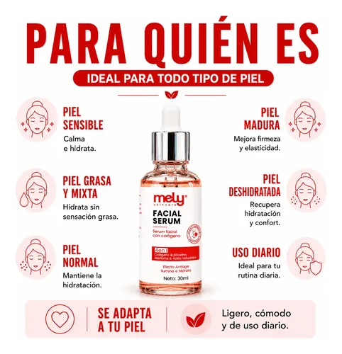 Serum Facial Mely Colágeno Ácido Hialurónico Antiage 30ml