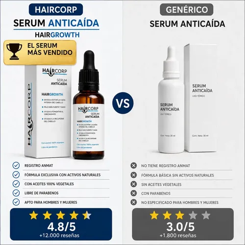 Kit Anticaída de Haircorp con Shampoo y Sérum para el Crecimiento del Pelo