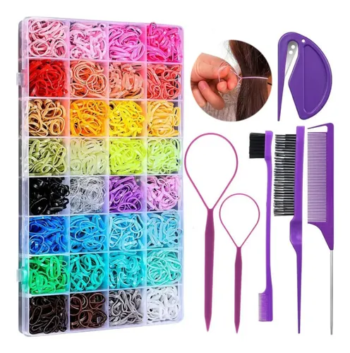 2200 Piezas Mini Ligas Para El Cabello Y Pinzas Niñas
