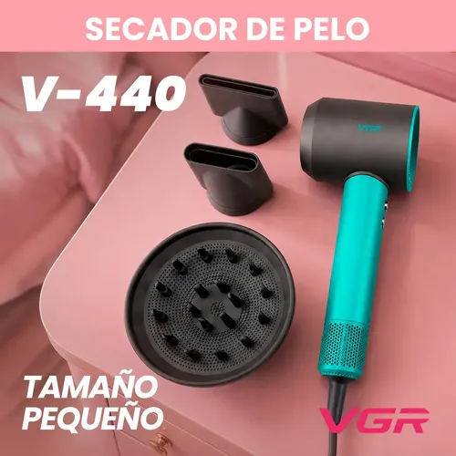 Secador Profesional VGR V-440 1400W BLDC Iónico Con Difusor Verde