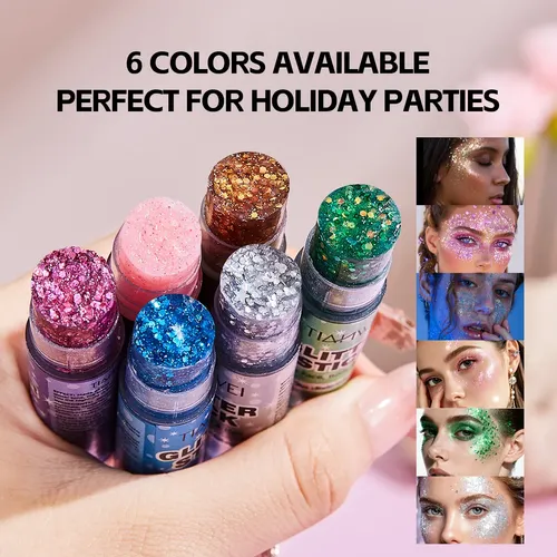 Set De Maquillaje Corporal Con Purpurina De 6 Colores Para E
