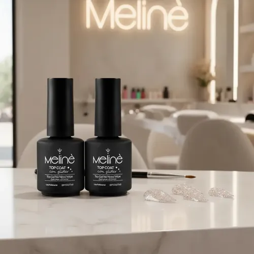 Kit Meline Top Coat Glitter X2 Esmalte Semipermanente Led Uv