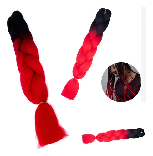 Extension Pelo Kanekalon B2# Degrade Rojo Trenzas Africanas