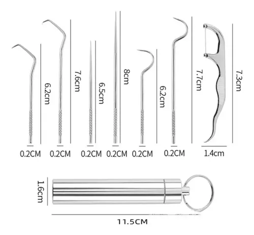 Set X7 Escarbadientes Acero Inoxidable Plateado
