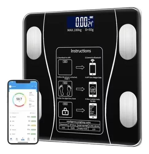 Balanza De Baño Digital Inteligente Bluetooth 180kg Negro