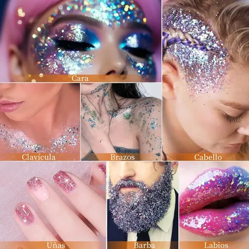 9 Colores De Purpurina Corporal Para Maquillaje, Cabello Y C