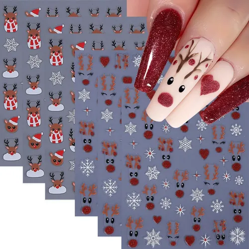 Pegatinas De Uñas Csybaris Christmas Red Winter Snowflake 3d