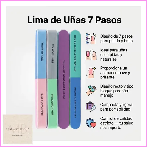 Lima De Uñas 7 Pasos Pulido Brillo Profesional Mini X12