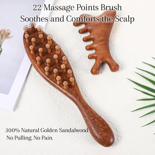 Kit Con 2 Peines De Madera Natural Y Cepillo Loc
