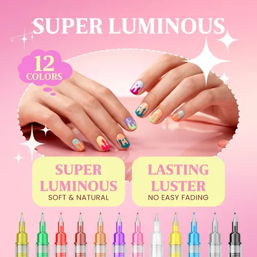 Marcador De Uñas, Nuevos Bolígrafos Para Uñas De 12 Colores,