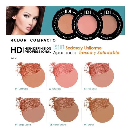 Rubor Compacto Hd Powder Blush Idi Make Up X 3g.