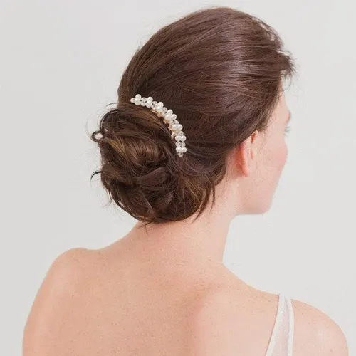 Yv&wv 2 Pinzas Laterales Cabello Perla Con Clip Diamante