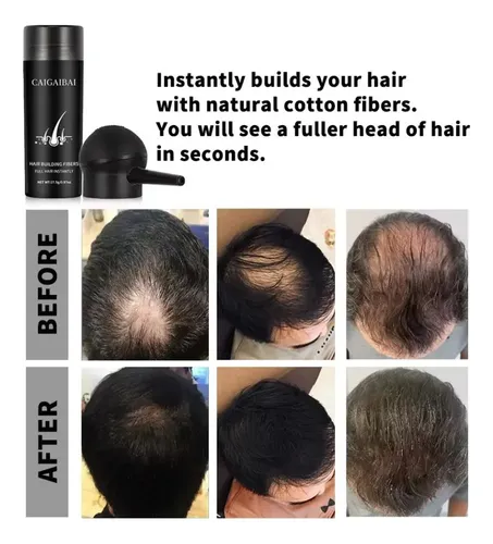 Polvo De Fibra Capilar Negro Cubre Raíz De Cabello Calvicie