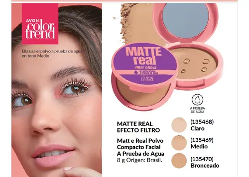 Avon Color Trend Maquillaje En Polvo Matte Real Tono Claro