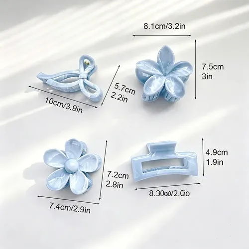 ..set 4 Piezas Pinzas Y Broches Para Cabello Azul.. Azul