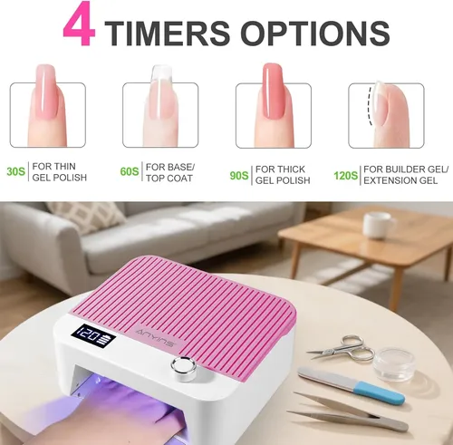 Lámpara Uv Led 120w Para Uñas Gel Rosa Profesional
