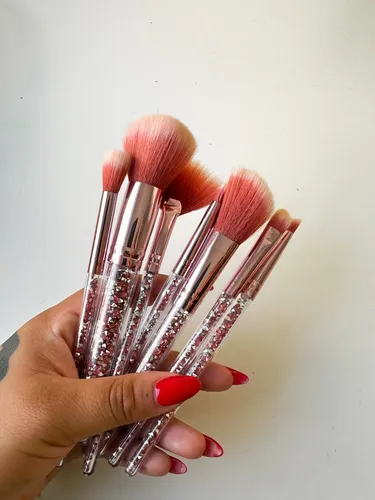 Set Basico 7 Brochas Pinceles Con Estuche Maquillaje