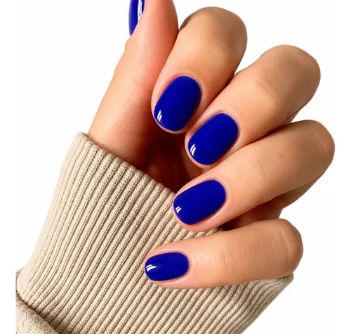 Uñas Postizas Press On Cortas Veluna Soft Gel Redondeadas Reutilizables – Azul