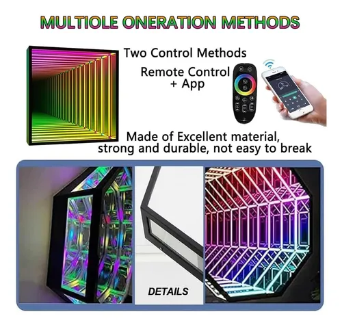 Lámpara Túnel Espejo Infinito Led Octogonal 70cm